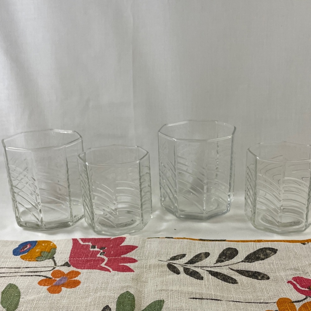 Set of 4 vintage Dansk Summerhouse clear glass tumblers
